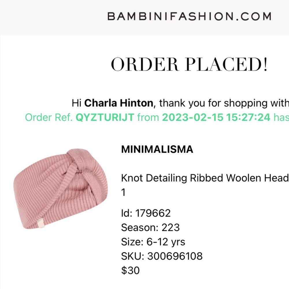 Minimalisma Knot Detail Ribbed Woolen Headband 6-12 years